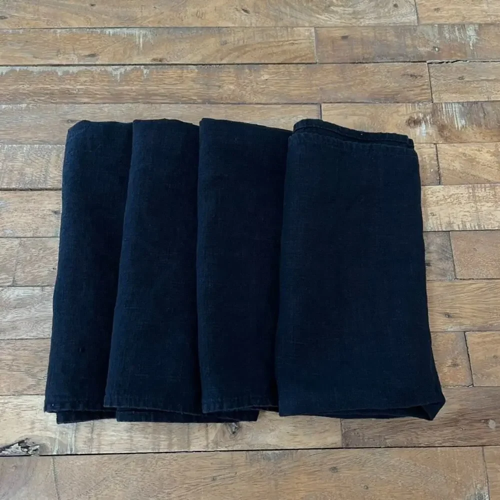 Black Linen Napkins Set of 4 19